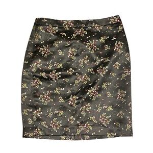 LOFT Black Floral Pencil Skirt
